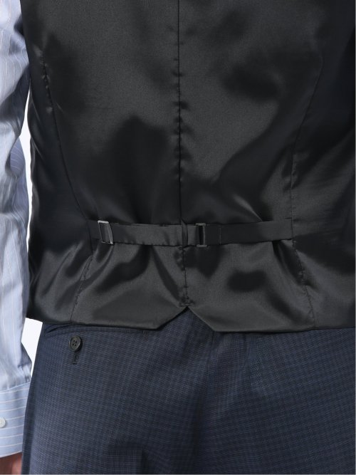 マルゾット ウール混 ジレベスト チェック紺(セットアップ可能)