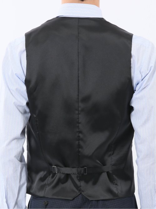 マルゾット ウール混 ジレベスト チェック紺(セットアップ可能)