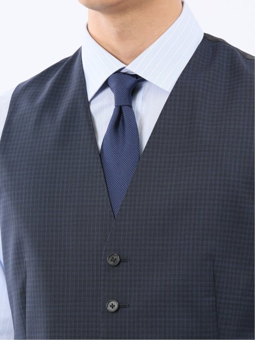 マルゾット ウール混 ジレベスト チェック紺(セットアップ可能)