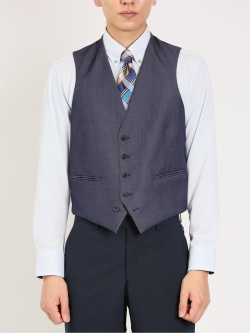 チェック柄&インディゴ リバーシブルベスト