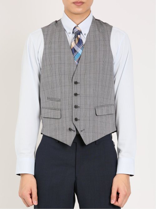 チェック柄&インディゴ リバーシブルベスト