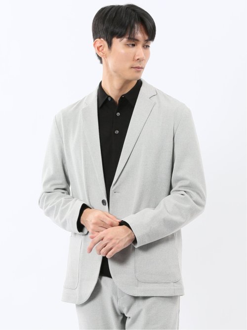 Woolen Tec On スリムフィット 2ボタンジャケット チェック紺