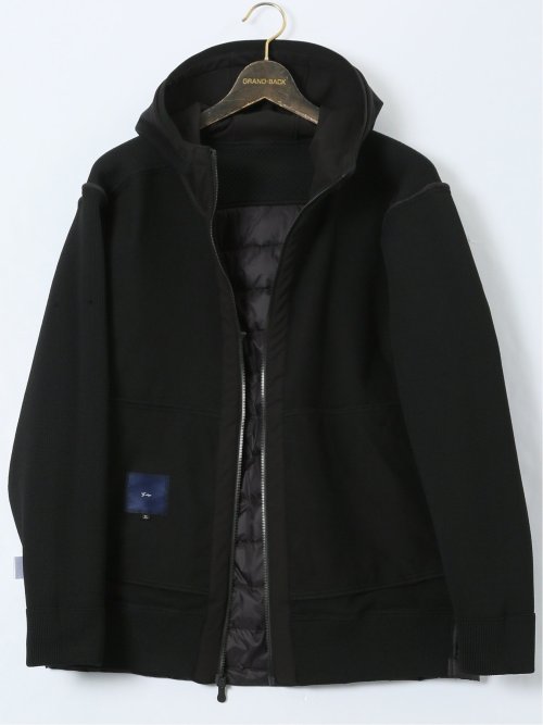 【大きいサイズ】ジーステージ/G-stage 鹿の子ニットコンビ フーデッドダウン