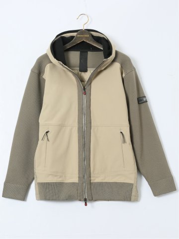 【大きいサイズ】ジーステージ/G-stage 鹿の子ニットコンビ フーデッドダウン