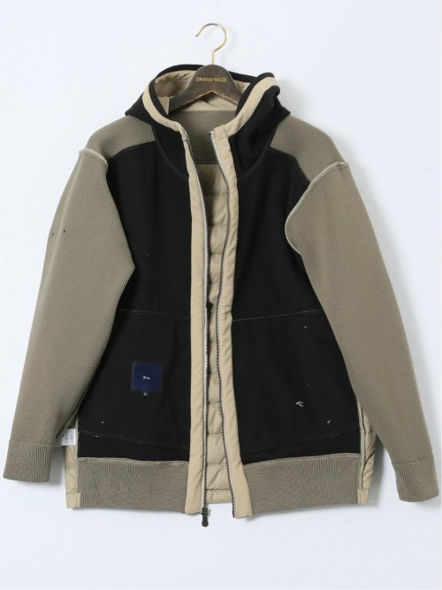 【大きいサイズ】ジーステージ/G-stage 鹿の子ニットコンビ フーデッドダウン