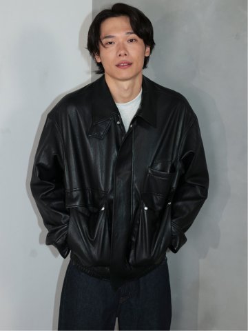 Oversized Faux Leather Blouson / ビッグシルエット フェイクレザーブルゾン（ユニセックス）