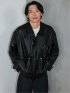 Oversized Faux Leather Blouson / ビッグシルエット フェイクレザーブルゾン（ユニセックス）