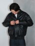 Oversized Faux Leather Blouson / ビッグシルエット フェイクレザーブルゾン（ユニセックス）