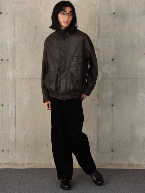 Oversized Faux Leather Blouson / ビッグシルエット フェイクレザーブルゾン（ユニセックス）