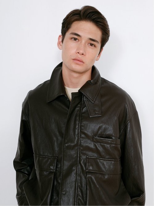 Oversized Faux Leather Blouson / ビッグシルエット フェイクレザーブルゾン（ユニセックス）