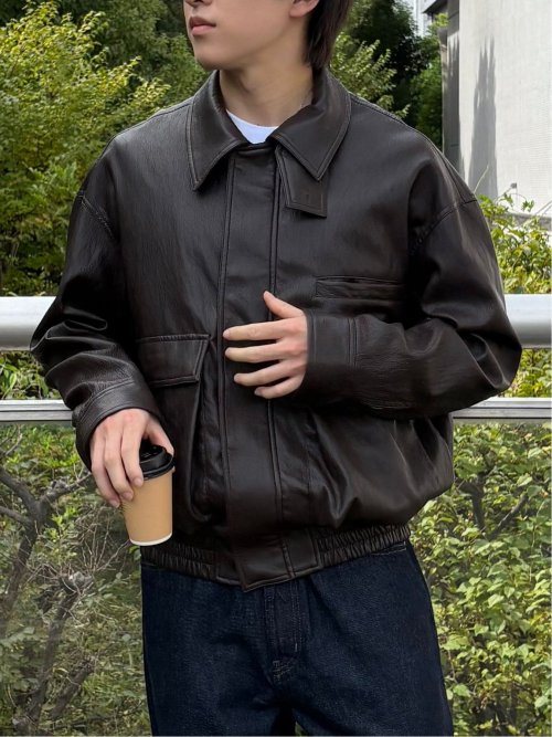 ドロー/DRAW ビッグシルエット 合成皮革ブルゾン （ユニセックス）