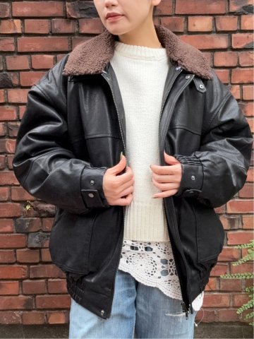 ドロー/DRAW 衿ボア 合成皮革ブルゾン （ユニセックス）