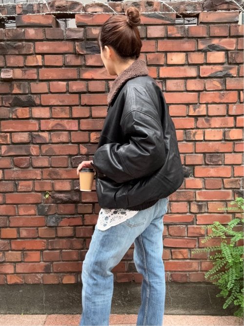 ドロー/DRAW 衿ボア 合成皮革ブルゾン （ユニセックス）