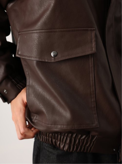 ドロー/DRAW 衿ボア 合成皮革ブルゾン （ユニセックス）