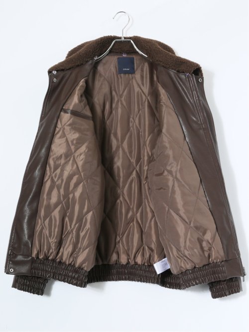 ドロー/DRAW 衿ボア 合成皮革ブルゾン （ユニセックス）