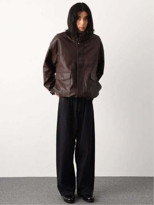 ドロー/DRAW 衿ボア 合成皮革ブルゾン （ユニセックス）(M 35こげ茶