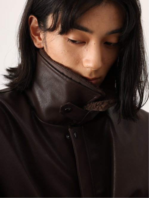 ドロー/DRAW 衿ボア 合成皮革ブルゾン （ユニセックス）(M 35こげ茶