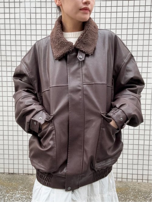 ドロー/DRAW 衿ボア 合成皮革ブルゾン （ユニセックス）