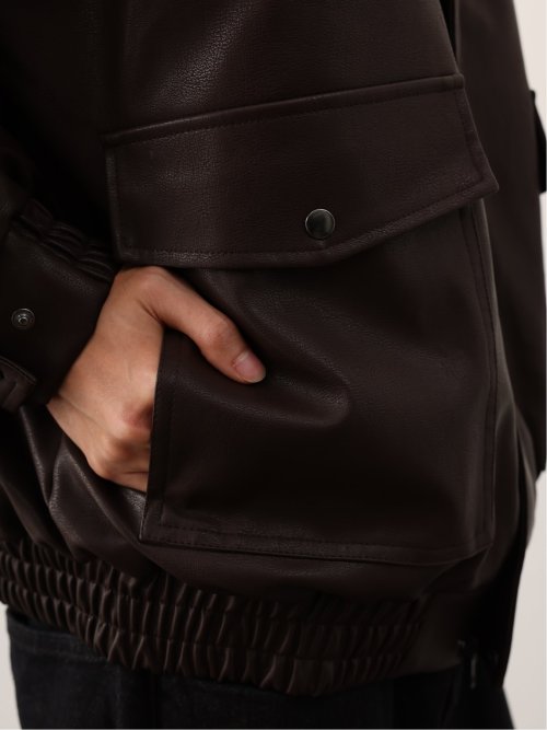 ドロー/DRAW 衿ボア 合成皮革ブルゾン （ユニセックス）