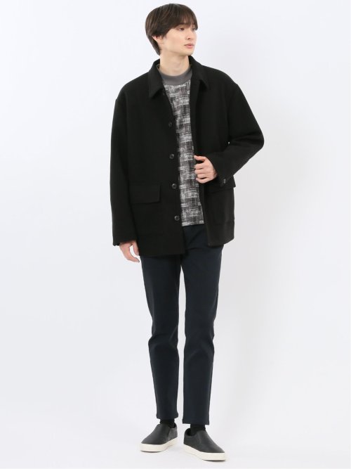 ストレッチメルトン ハーフステンカラーコート