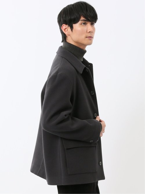 ストレッチメルトン ハーフステンカラーコート