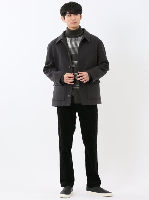 ストレッチメルトン ハーフステンカラーコート