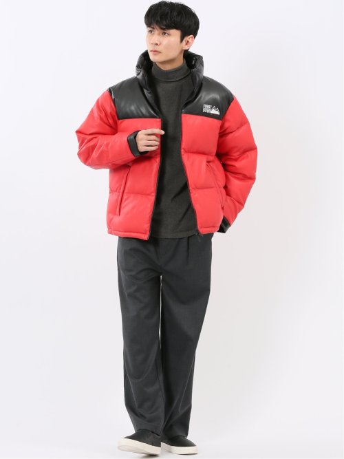 FIRSTDOWN USA 合成皮革 切替 スタンドダウン(M 10赤): アウター