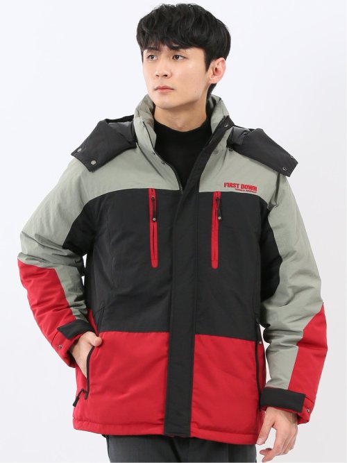 TAKAQ タカキュー中綿ダウンジャケット　フード付き　メンズ　リブネック　L TAKA-Q フード付きリバーシブルダウンジャケット メンズS 濃紺、緑