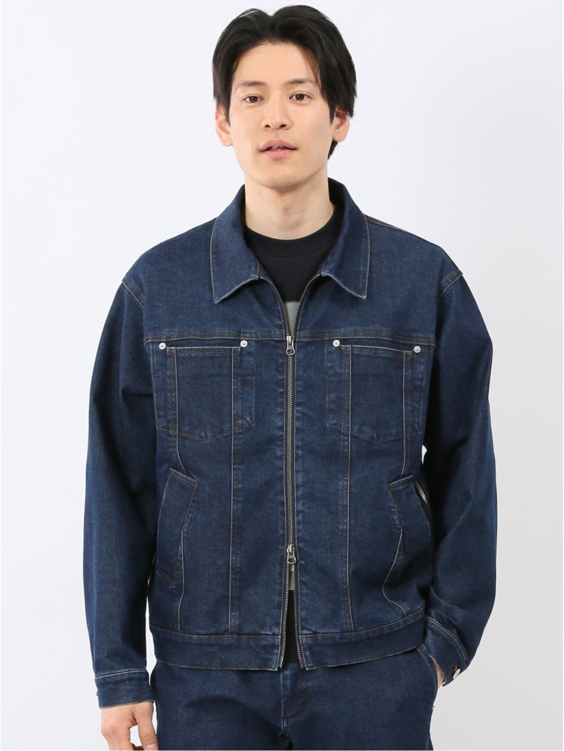 ストレッチ デニム ブルゾン(セットアップ可能)(M 75紺): ジャケット 