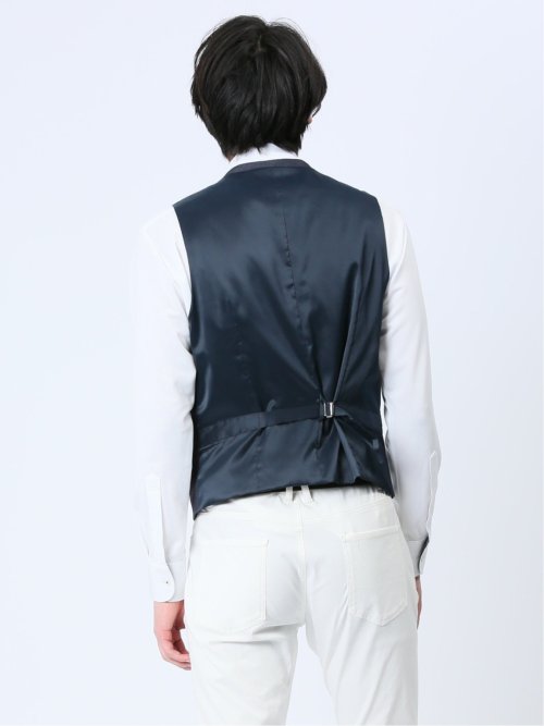 クロスストレッチ スリムフィット ジレベスト デニム風(セットアップ可能)