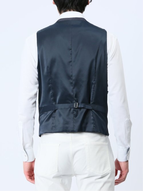 クロスストレッチ スリムフィット ジレベスト デニム風(セットアップ可能)