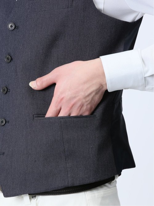 クロスストレッチ スリムフィット ジレベスト デニム風(セットアップ可能)