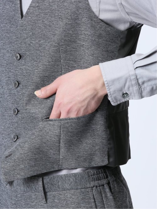 TechLinen スリムフィット ジレベスト グレー(セットアップ可能)