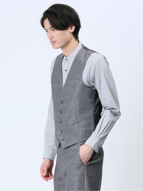 TechLinen スリムフィット ジレベスト グレー(セットアップ可能)