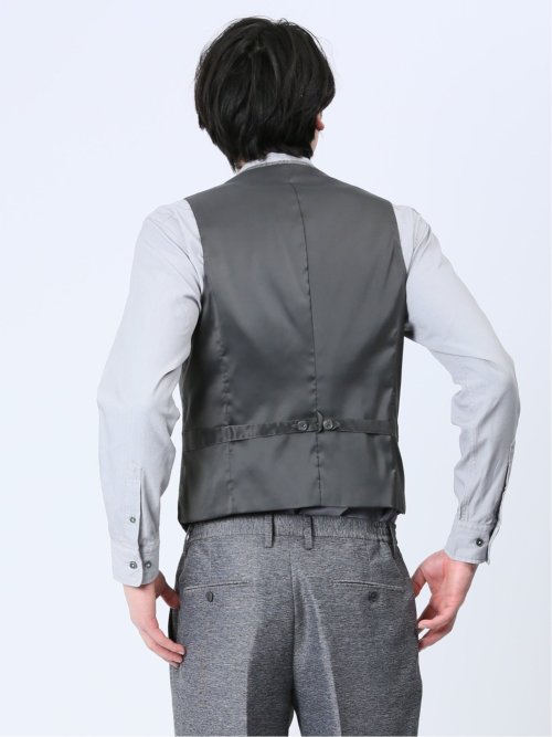 TechLinen スリムフィット ジレベスト グレー(セットアップ可能)
