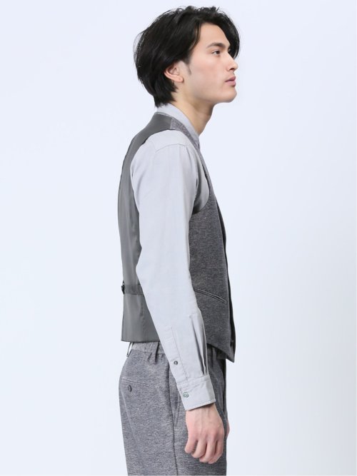 TechLinen スリムフィット ジレベスト グレー(セットアップ可能)