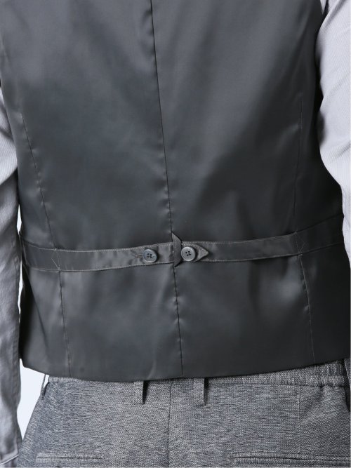 TechLinen スリムフィット ジレベスト グレー(セットアップ可能)