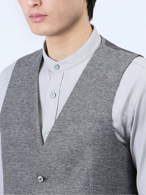 TechLinen スリムフィット ジレベスト グレー(セットアップ可能)