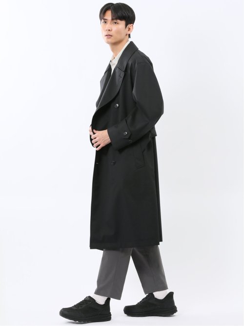 NEO BASICS 防風 ウール混 ダブルトレンチコート