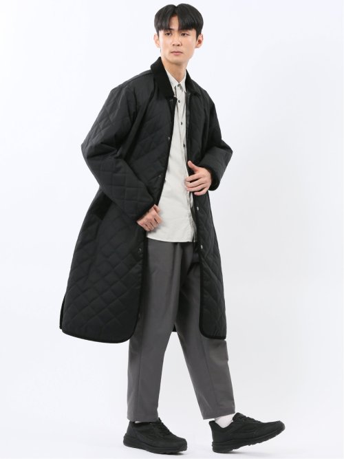 NEO BASICS 防風 ウール混 中綿キルティングコート(M 05黒): アウター
