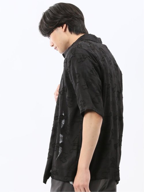 グロウスバイインジアティック/Growth by in the attic リーフ柄ジャガード 半袖シャツ