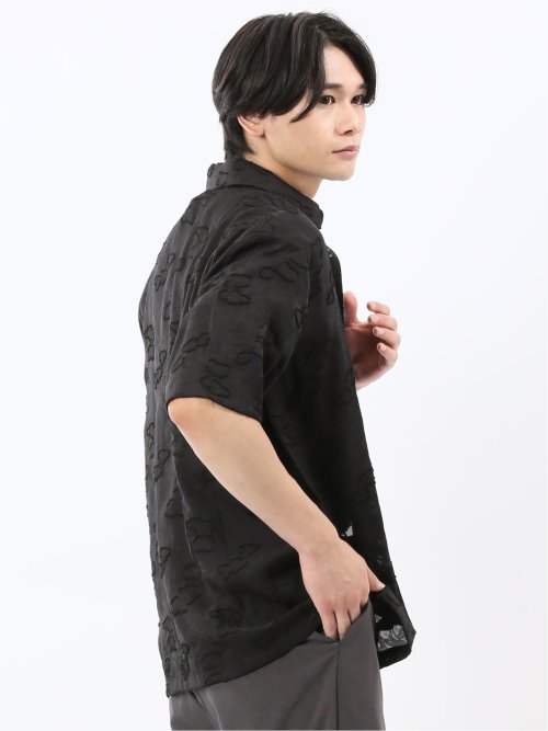 グロウスバイインジアティック/Growth by in the attic リーフ柄ジャガード 半袖シャツ