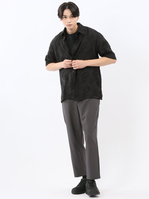 グロウスバイインジアティック/Growth by in the attic リーフ柄ジャガード 半袖シャツ