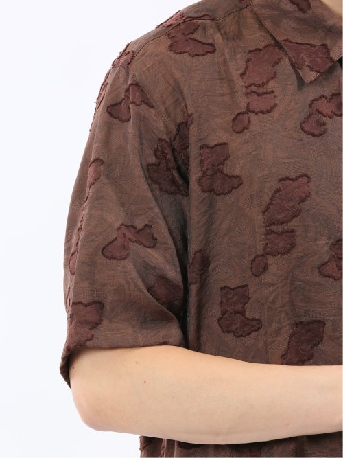 グロウスバイインジアティック/Growth by in the attic リーフ柄ジャガード 半袖シャツ