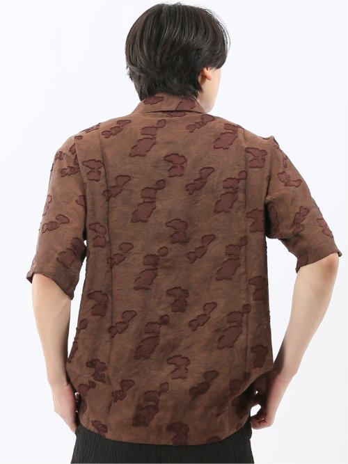 グロウスバイインジアティック/Growth by in the attic リーフ柄ジャガード 半袖シャツ