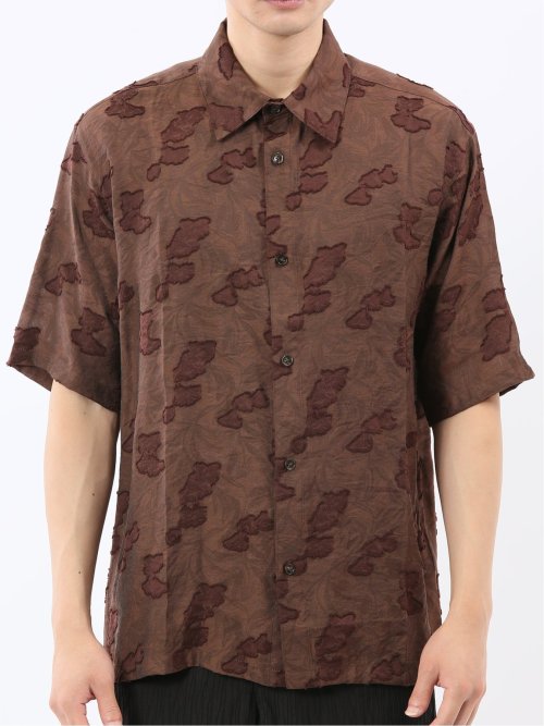 グロウスバイインジアティック/Growth by in the attic リーフ柄ジャガード 半袖シャツ