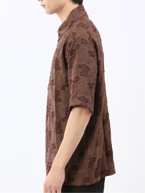 グロウスバイインジアティック/Growth by in the attic リーフ柄ジャガード 半袖シャツ