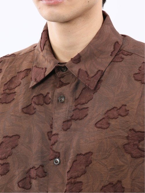 グロウスバイインジアティック/Growth by in the attic リーフ柄ジャガード 半袖シャツ