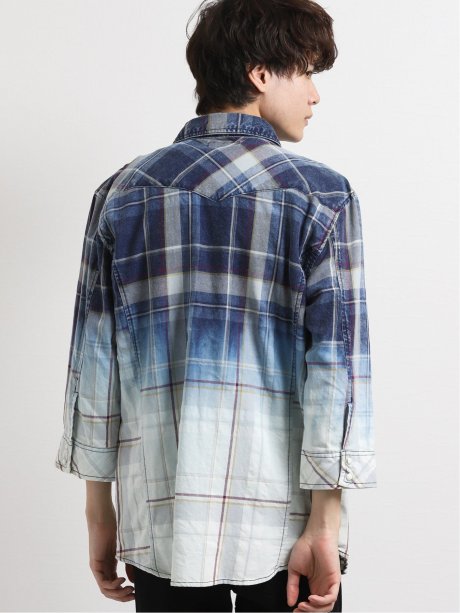 インディゴチェック柄ウエスタンヨーク7分袖シャツ S 73サックス トップス Taka Q Online Shop タカキューオンラインショップ 公式通販 インディゴチェック柄ウエスタンヨーク7分袖シャツ S 73サックス トップス Taka Q Online Shop タカキューオンラインショップ 公式通販