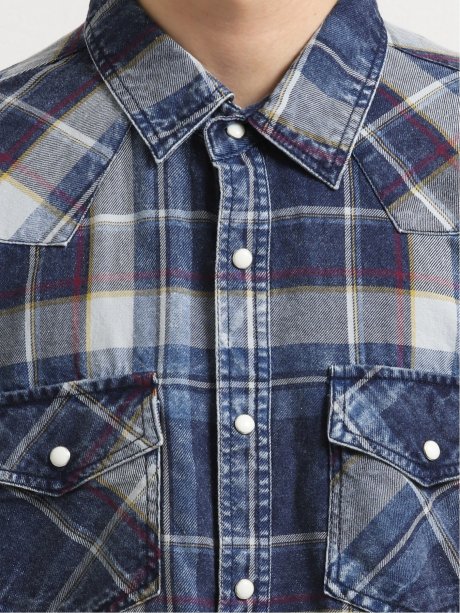 インディゴチェック柄ウエスタンヨーク7分袖シャツ S 73サックス トップス Taka Q Online Shop タカキューオンラインショップ 公式通販 インディゴチェック柄ウエスタンヨーク7分袖シャツ S 73サックス トップス Taka Q Online Shop タカキューオンラインショップ 公式通販